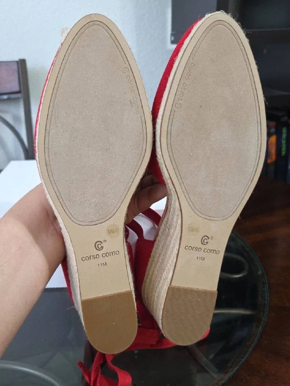 Corso Como Red Espadrille Wedge Ankle-Tie Sandal